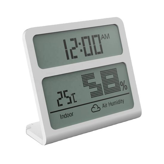 Цифровий термогігрометр DHT012 | Годинник з термометром, гігрометром та календарем, Білий 7458 фото