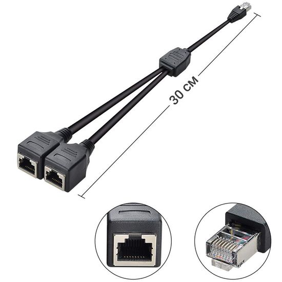 Розгалужувач для мережевого кабелю Addap ES-02, спліттер витої пари на 2 порти RJ45 Ethernet 0087 фото