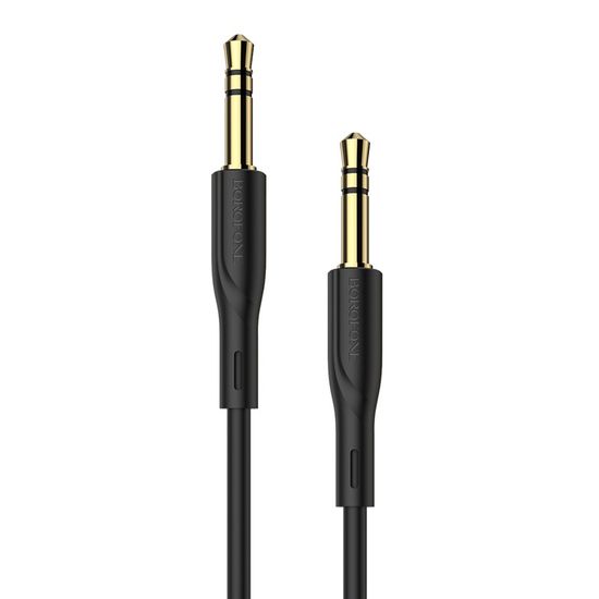 Аудіо кабель Borofone BL1 | AUX 3pin 3.5 мм на 3pin 3,5 мм, 1m, Black 0043 фото