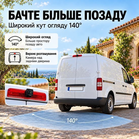 Камера заднього виду в стоп-сигнал для Volkswagen Caddy 2003-2015 Podofo A4224, з нічним баченням, IP67 1405 фото