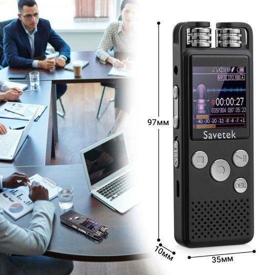 Професійний цифровий диктофон Savetek GS-R07, 16 Гб пам'яті, стерео, SD до 64 Гб 7120 фото