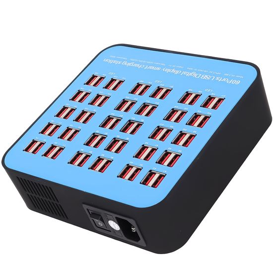 Мультизарядное устройство на 60 USB портов Addap WLX-860, док-станция, 300W, blue 7601 фото