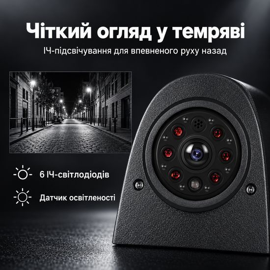 Универсальная камера заднего вида для бусов, микроавтобусов и фургонов Podofo A4069, с ночным видением, IP67 1411 фото