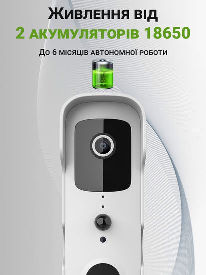 Розумний дверний відеодомофон з WiFi та датчиком руху USmart VDB-01w, відеодзвінок з підтримкою Tuya, White 7784 фото