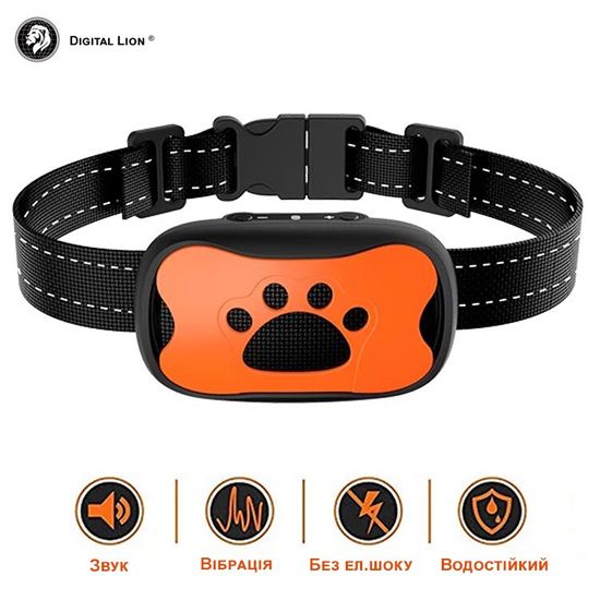 Ошейник антилай для собак Digital Lion BK-C01, ультразвуковой, с вибрацией, оранжевый/синий 7173 фото
