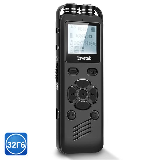 Професійний цифровий диктофон Savetek GS-R69, 32 Гб, стерео, з голосовою активацією та шумозаглушенням, до 54 годин запису 0173 фото