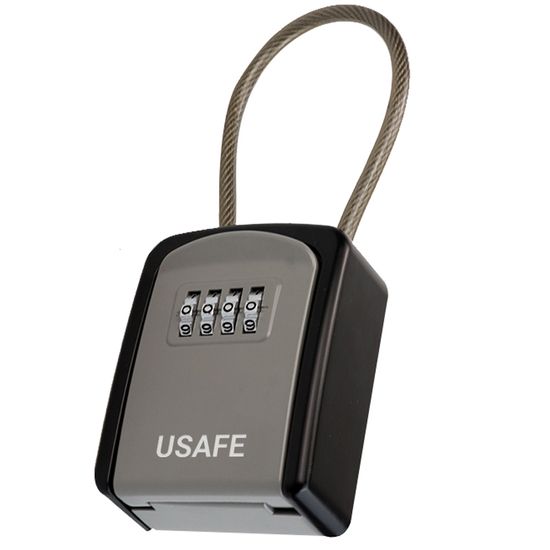 Підвісний зовнішній міні сейф uSafe KS-07 для ключів, з кодовим замком та гнучким тросом, Сірий 7698 фото