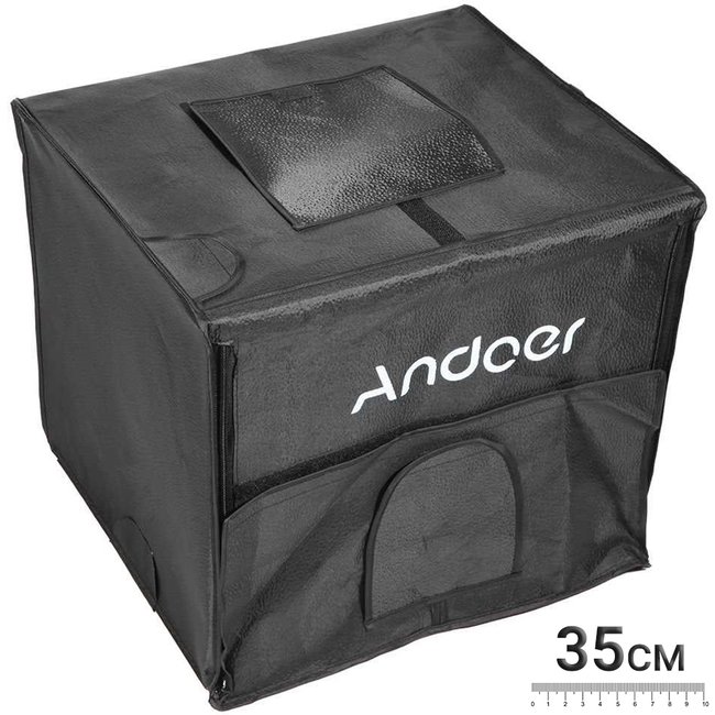 Переносний фотобокс із LED підсвічуванням Andoer LB-01 | лайтбокс для предметної зйомки, 35см 0179 фото