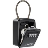 Підвісний зовнішній міні сейф uSafe KS-07 для ключів, з кодовим замком та гнучким тросом, Чорний 7699 фото