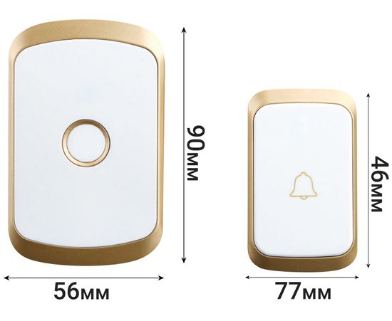 Дверной звонок беспроводной с 2-мя кнопками вызова Digital Lion WDB-01-1, до 300 метров, золотой 0143 фото