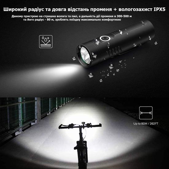 Ліхтар з кріпленням на кермо і повербанком Bike Light BX1 | велосипедна фара передня 7419 фото
