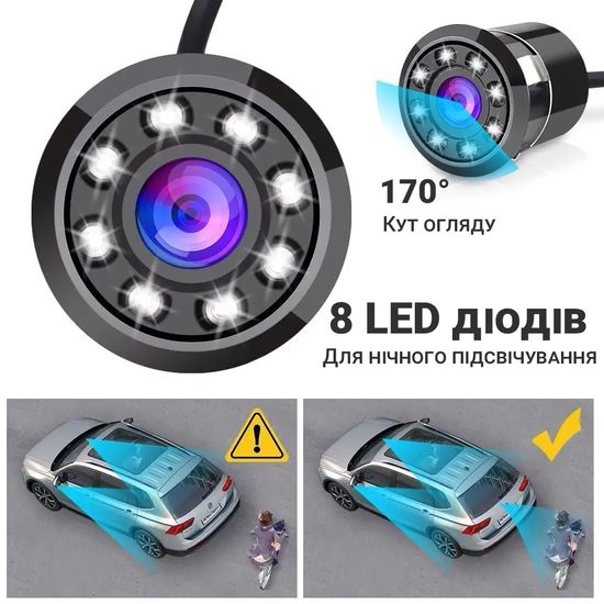 Парковочная камера заднего вида для автомобиля Podofo K0132A1, встраиваемая, с ночной подсветкой, IP67, 170° 0095 фото