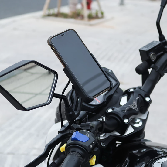 Алюмінієвий тримач для смартфону на руль мотоцикла / велосипеда з USB зарядкою Addap BPH-04m black, для діагоналі 4"-6,5" 7749 фото