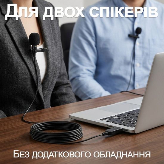 Подвійний петличний мікрофон Andoer EY-510D USB, 4 метри, петличка для ноутбука, компютера, ПК 7812 фото
