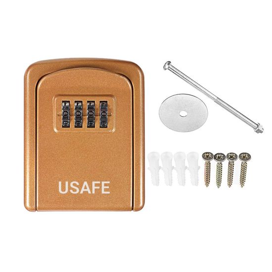 Антивандальний настінний міні сейф uSafe KS-08 для ключів, з кодовим замком, Золотий 7700 фото