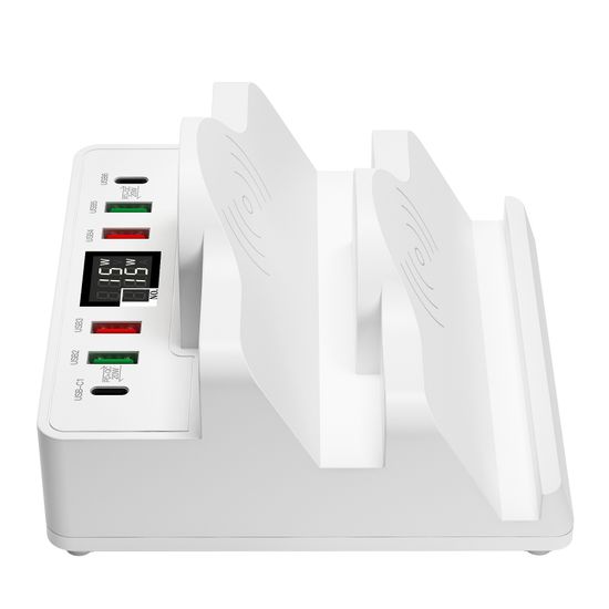 Док-станция с беспроводной зарядкой Addap MCS-F6 | Мультизарядное устройство с 6 портами, 80W, White 7603 фото