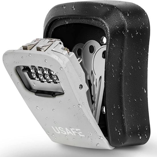 Зовнішній міні сейф для ключів uSafe KS-03p, з кодовим замком, настінний, пластиковий, Сірий 0269 фото