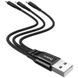 Комбинированный кабель зарядки Hoco X47 3в1: microUSB / Lightning / Type-C, 25 см, Черный 0052 фото 2