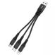 Комбинированный кабель зарядки Hoco X47 3в1: microUSB / Lightning / Type-C, 25 см, Черный 0052 фото 4