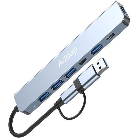 Мультифункціональний USB type-C хаб для ноутбука Addap MH-15D | розгалужувач 7в1: USB 3.0, USB 2.0, Micro SD, Type-C, PD 1125 фото