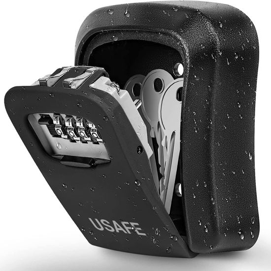 Зовнішній міні сейф для ключів uSafe KS-03p, з кодовим замком, настінний, пластиковий, Чорний 0270 фото