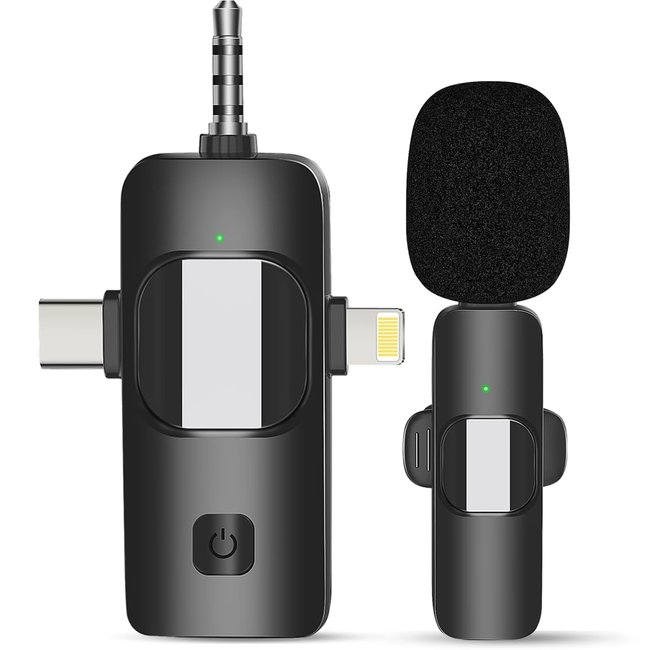 Універсальна бездротова петличка 3в1: Lightning + Type-C + miniJack Savetek P29, мікрофон для смартфона, ноутбука, планшета 1053 фото